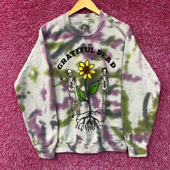 Grateful Dead Keep It Green Tie dye Crewneck Sweater size Medium - Picture 1 of 4